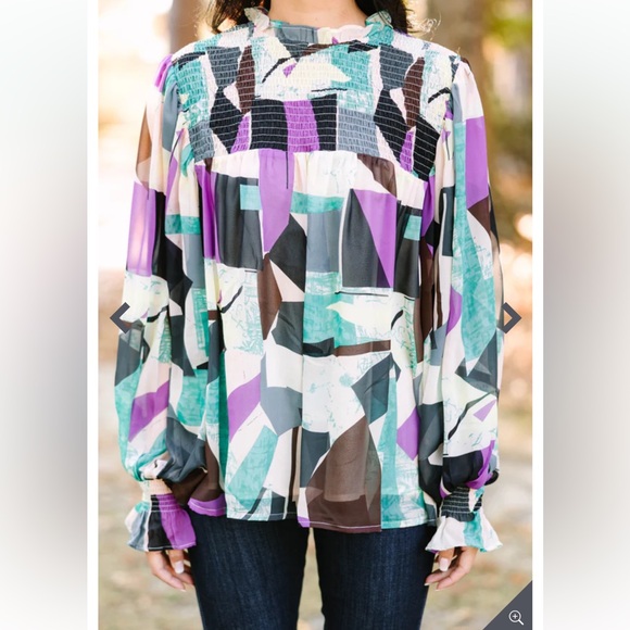 Promised Fun Orchid Purple Abstract Blouse - Picture 3 of 9